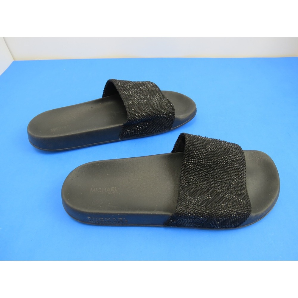 Michael Kors Gilmore Slides Black Rhinestone Women's Sandals